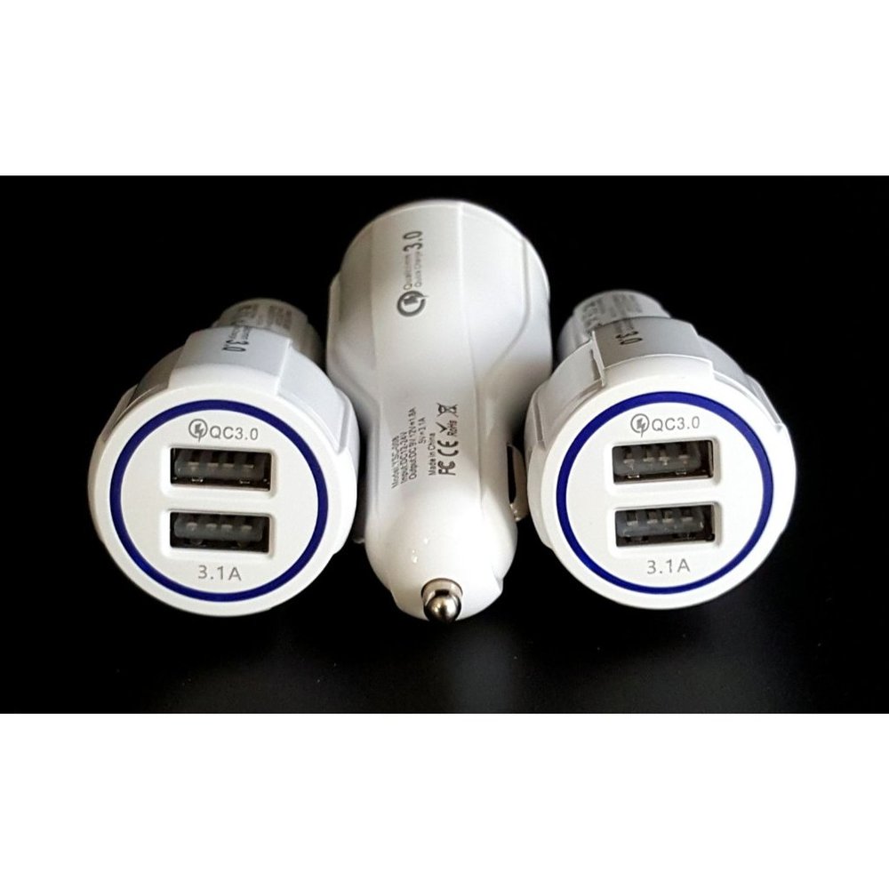 3 X Dual LED Port Car Charger for iPhone, Samsung and other devices - White